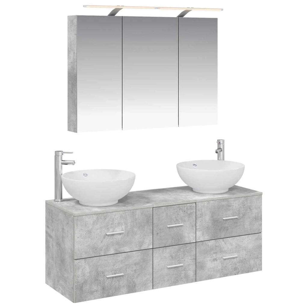 Set di mobili per il bagno 4 pcs Grigio Cemento 3406978