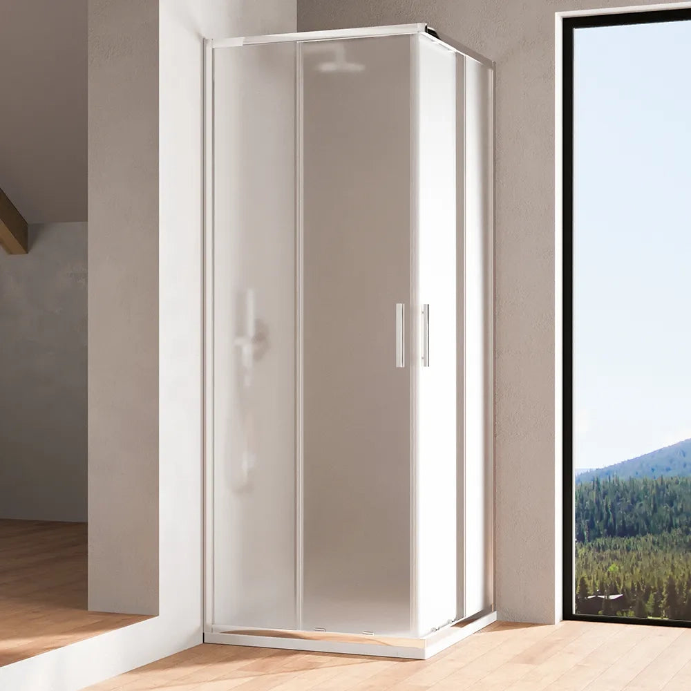 Box doccia angolare 70x90cm con profili cromati slim vetro 6mm opaco h190 | Portofino