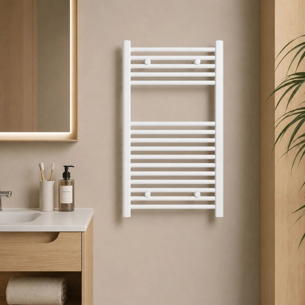 Termoarredo bianco in acciaio scaldasalviette per bagno elegante *** misure h770xl500xi450 16 tubi, pezzi 1