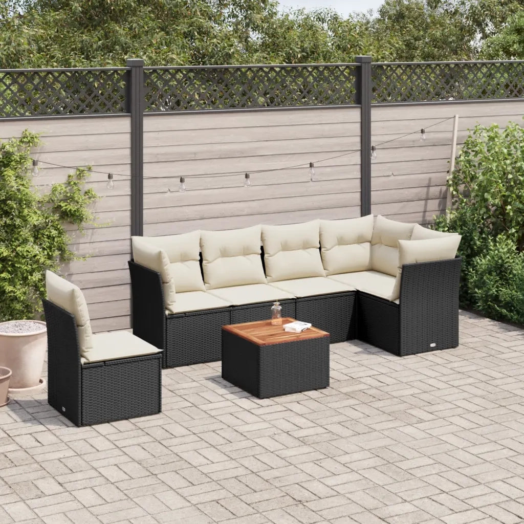 Set Divani da Giardino con Cuscini 7pz Nero Polyrattan 3223662