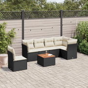 Set Divani da Giardino con Cuscini 7pz Nero Polyrattan 3223662