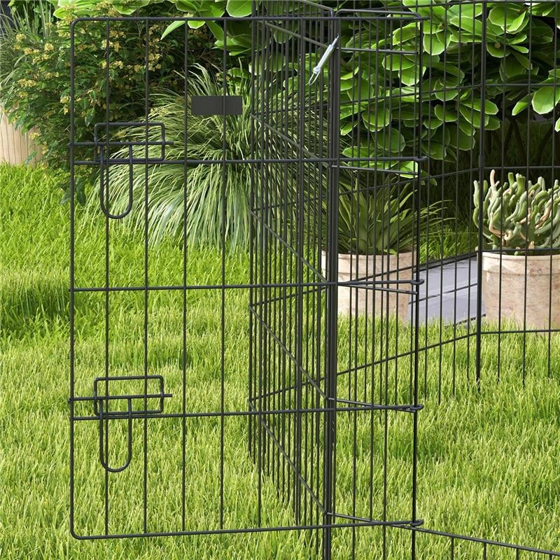 RECINTO PER CANI E CUCCIOLI, BOX PER ANIMALI DA 8 PEZZI IN FILO DI FERRO, 76 X 61CM NERO