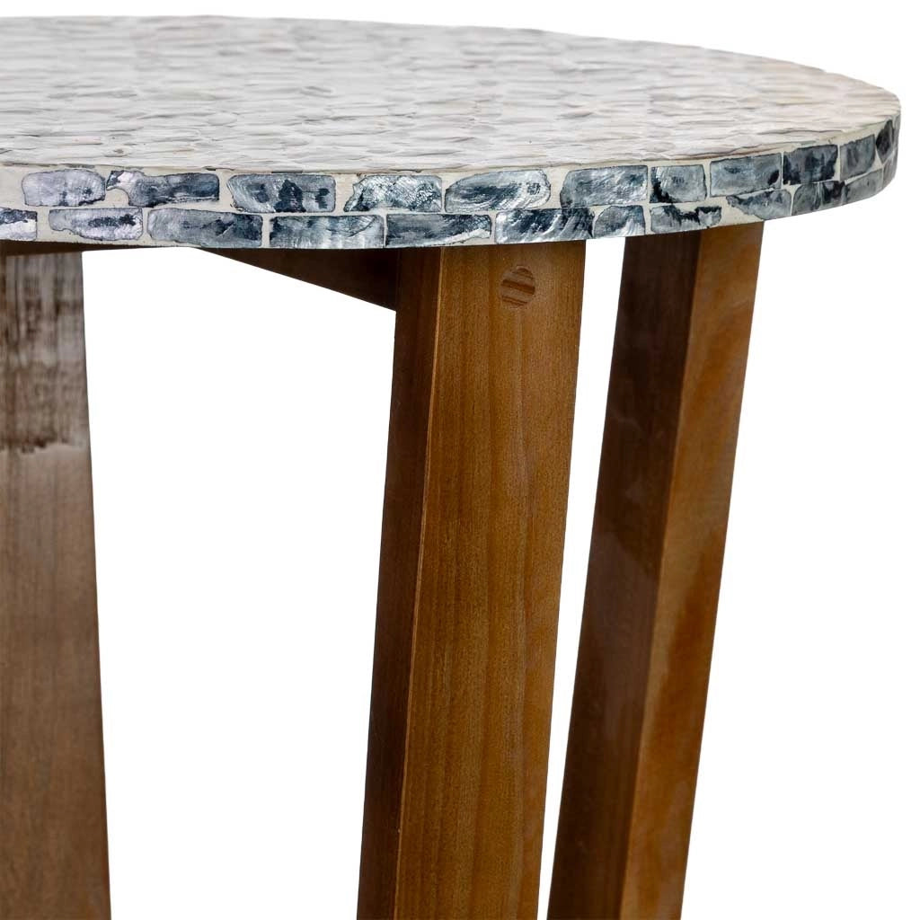 Tavolino ausiliario in legno e madreperla grigia D36x40h cm
