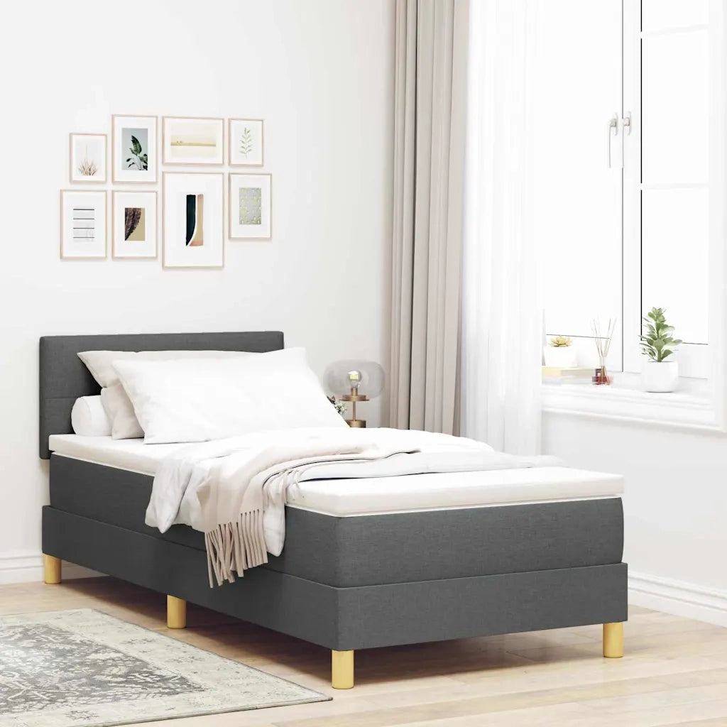 Letto a molle con cuscino Grigio scuro 90 x 190 cm Tessuto 3338882