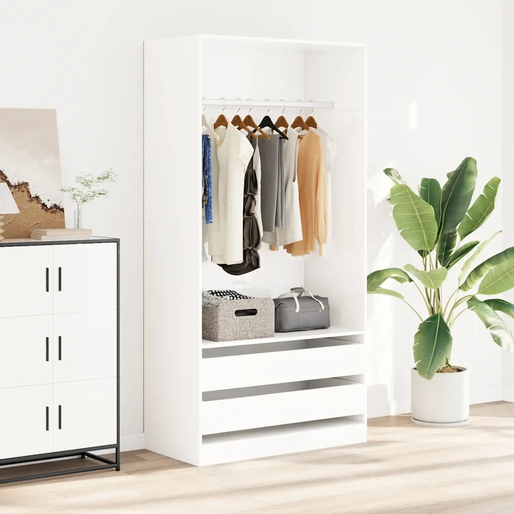 Armadio Bianco Lucido 100x50x200 cm in Legno Multistrato 800609
