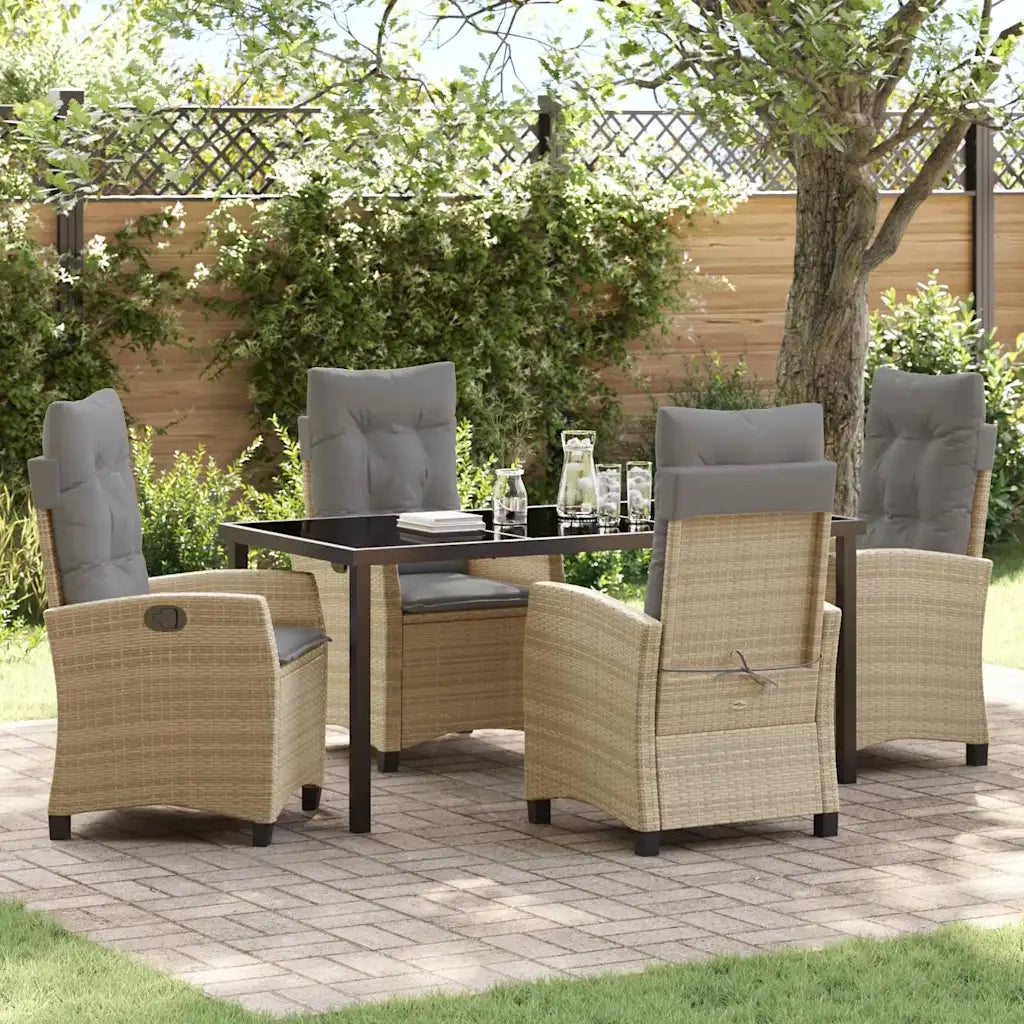 Set da Pranzo per Giardino con cuscino 5 pcs Beige polyrattan 3380403