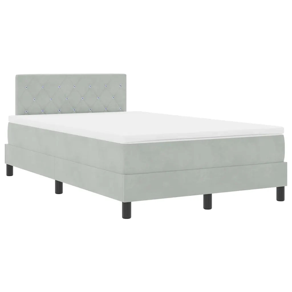 Letto a Sorgente LED con led Grigio chiaro 120 x 190 cm Velluto
