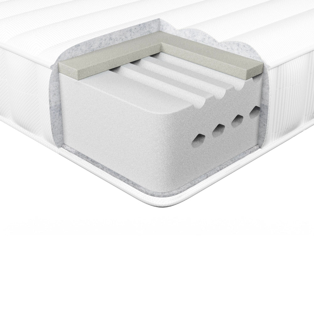 Materasso in schiuma bianco e grigio EU Singolo durezza media con cerniera e copertura in poliestere 80 x 200 cm rimovibile Accessori per la camera da letto