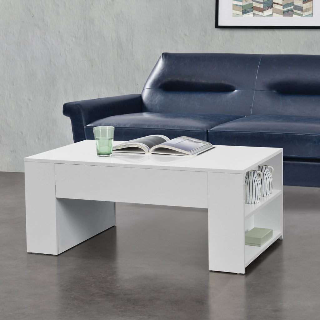 Tavolino da caffè/da Divano 42 x 100 x 60 cm Tavolo Basso da Salotto/Soggiorno in Forma Rettangolare con 2 Scomparti