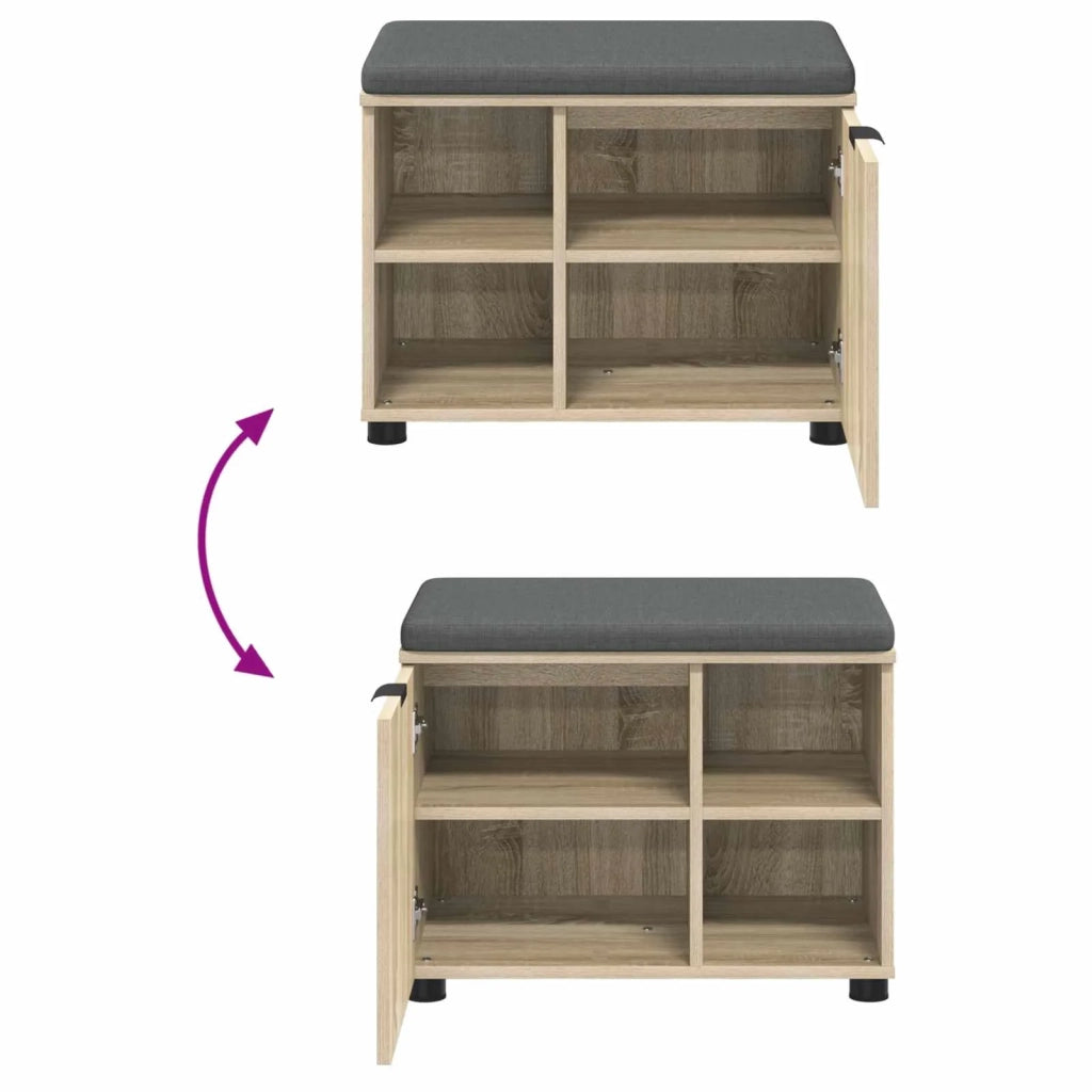 Panca per ingresso con cuscino-Sgabello-Panca da Corridoio Rovere Sonoma 60 x 38 x 46 cm 563630