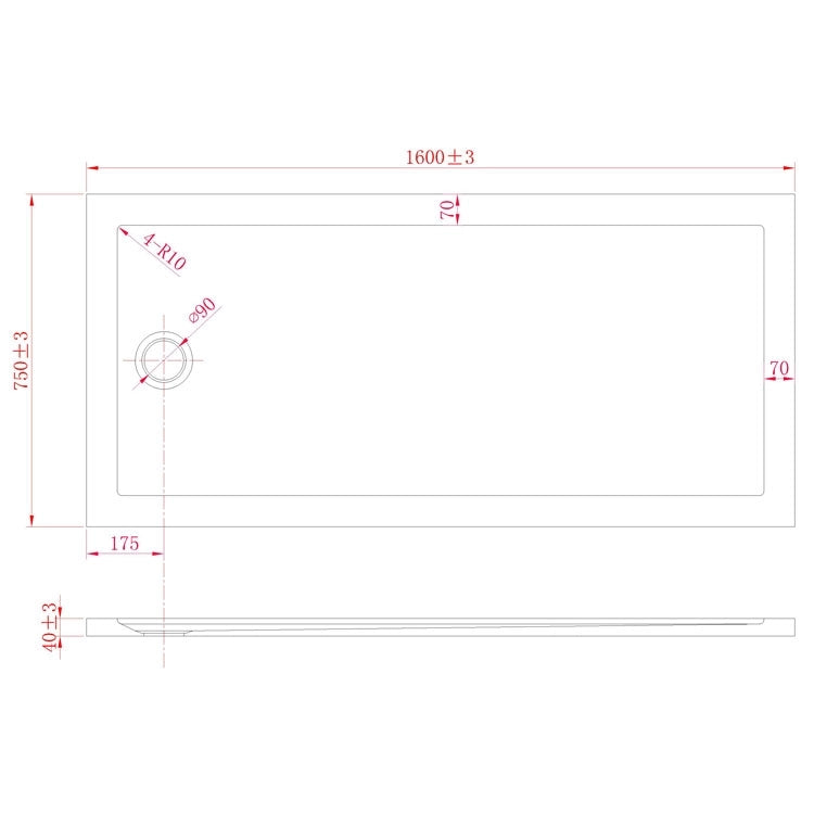 Piatto Doccia Slim 75x160x4 cm Rettangolare Acrilico Bordato Bianco Lucido mod. Flower