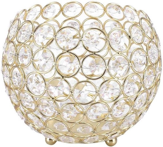 Decorazione per Tavolo - Poggiatesta in Cristallo per Matrimonio - Decorazione per Camera e Ufficio - Disco in Oro 15cm di Diametro.