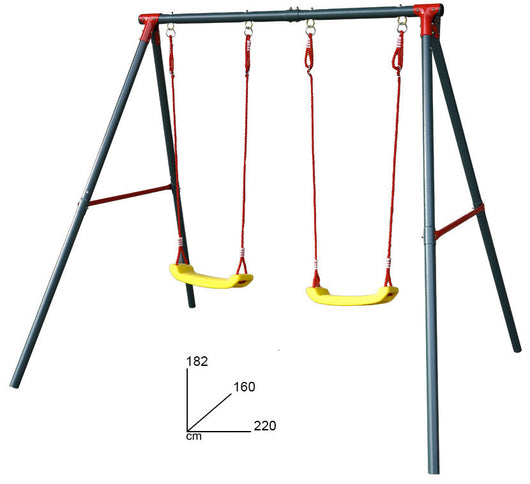 Altalena da Giardino 2 Posti 220x182x160 cm in Acciaio Funny