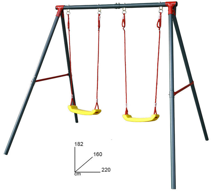 Altalena da Giardino 2 Posti 220x182x160 cm in Acciaio Funny