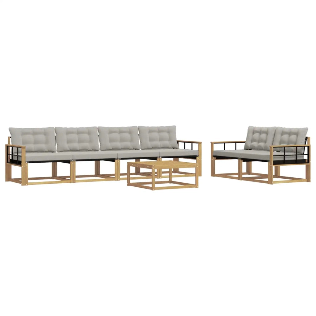 Set di divani da esterno 7 pcs Bianco e Grigio Chiaro