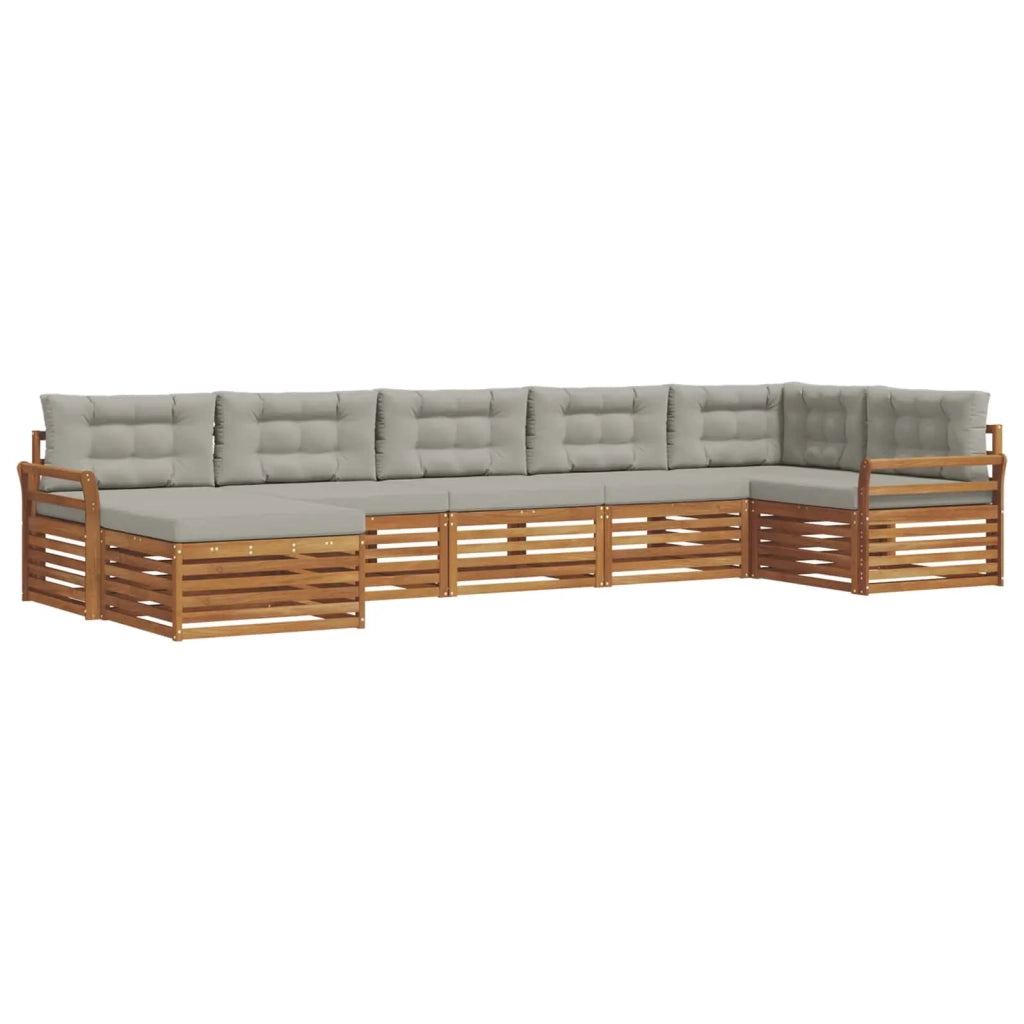 Set di divani da esterno 7 pcs Grigio Naturale e Chiaro