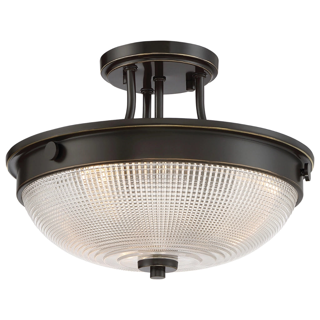 Lampada A Soffitto Contemporanea Mantle Vetro Bronzo Palladiano 2 Luci E27
