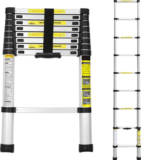 Ladder Telescopica Soft Close - Altezza di Lavoro 2,6 m - Argento