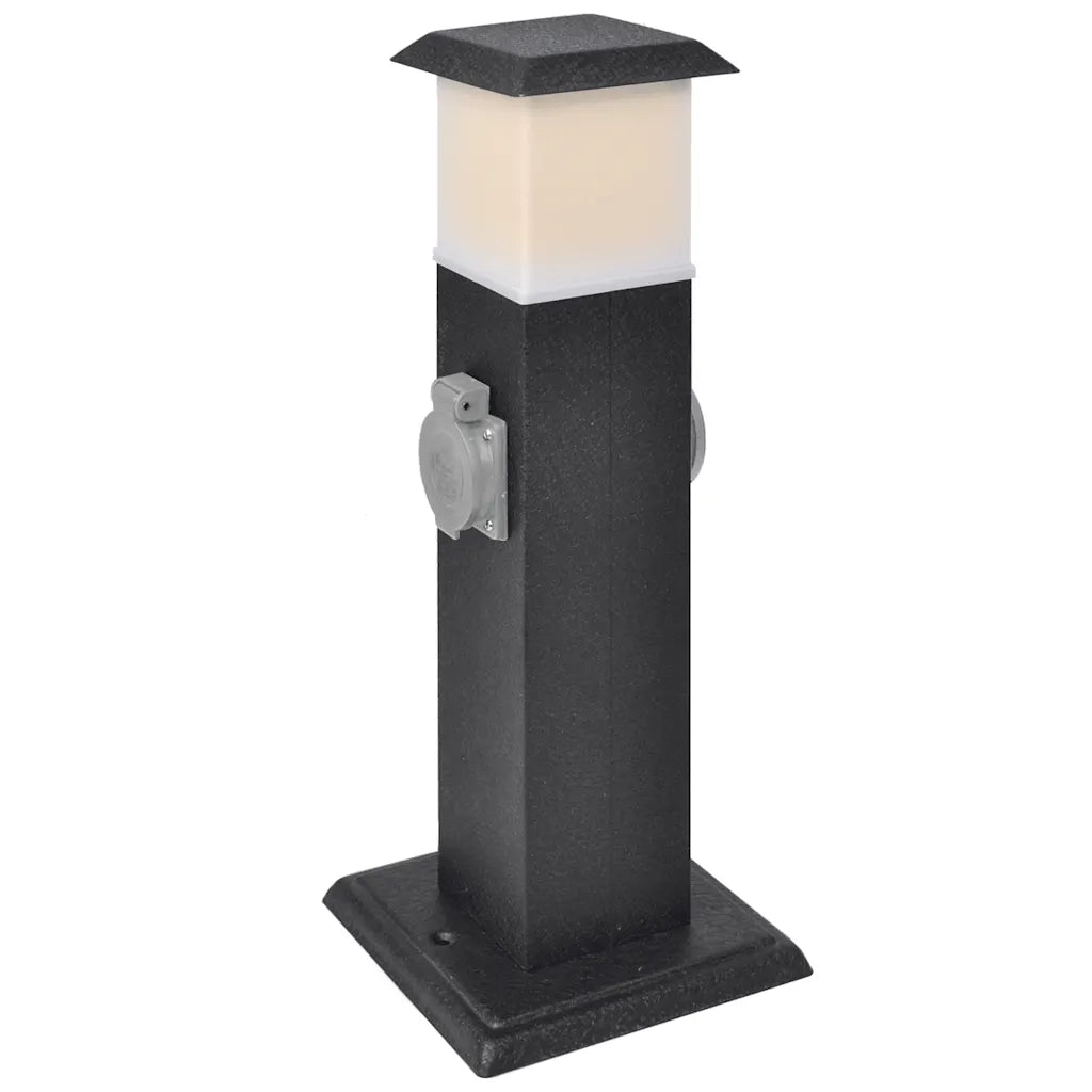 Presa Elettrica da Giardino a Pilastro Nera con Luce 41235