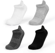 4 paia di calze antiscivolo per yoga - calze in cotone - assorbenti di sudore densi e anti-odore - con funzione antiscivolo - adatti per Pilates, danza, danza a piedi nudi, calze antiscivolo ospedaliere - unisex (XL, 47-50)
