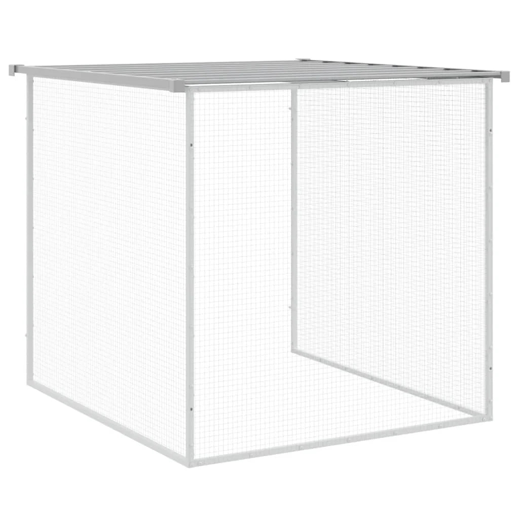 Pollaio/recinto/gabbia per polli con tetto trasparente 403 x 98 x 90 cm acciaio zincato grigio 02_0043985