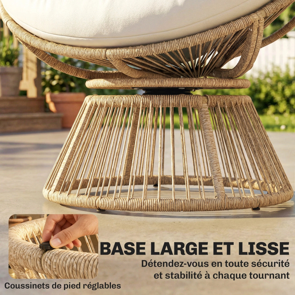 Poltrona Papasan Girevole ¨C zephmum ¨C Naturale 93x81x87 cm
