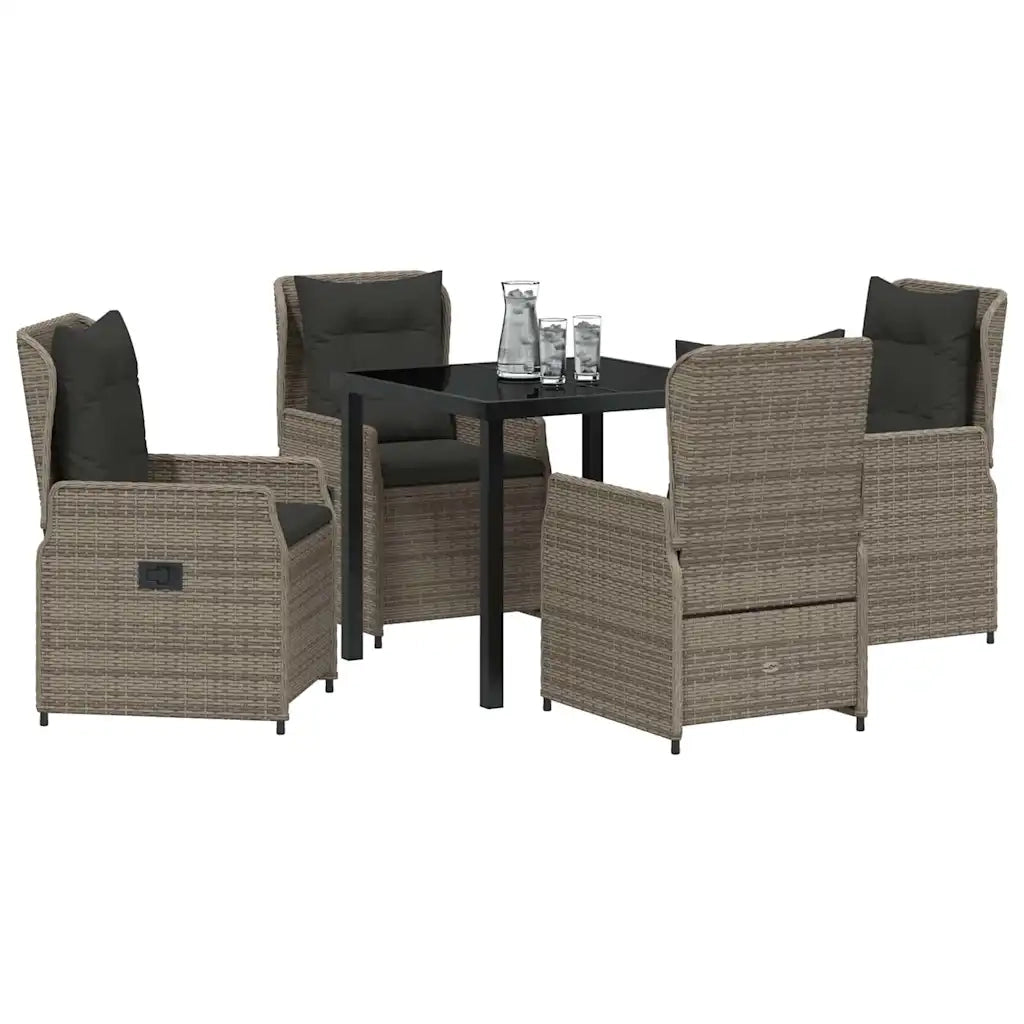 Set da Pranzo per Giardino 5 pcs Grigio polyrattan 3380954