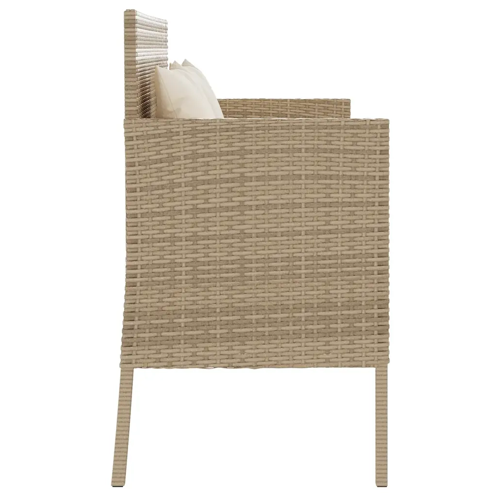 Panca da Giardino con Cuscini-Sgabello-Panca da esterno Beige in Polyrattan 765304