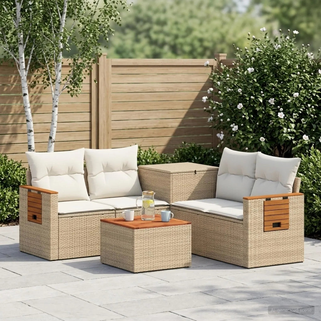 Set di divani 6 pz Beige e Bianco Crema 3447676