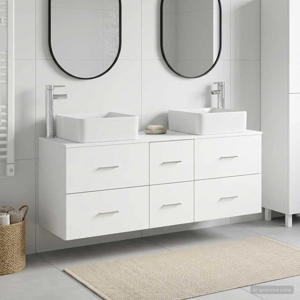 Set di Armadi da Bagno 3 pz Bianco 49,5 x 41 x 63 cm 3405827