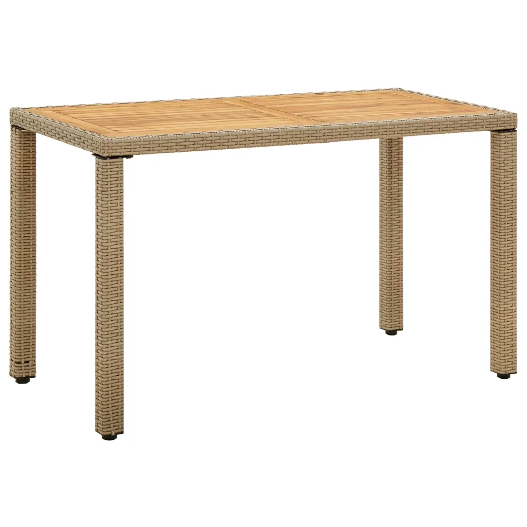 Tavolo Giardino Beige 123x60x74 cm Polyrattan e Massello Acacia cod mxl 57490