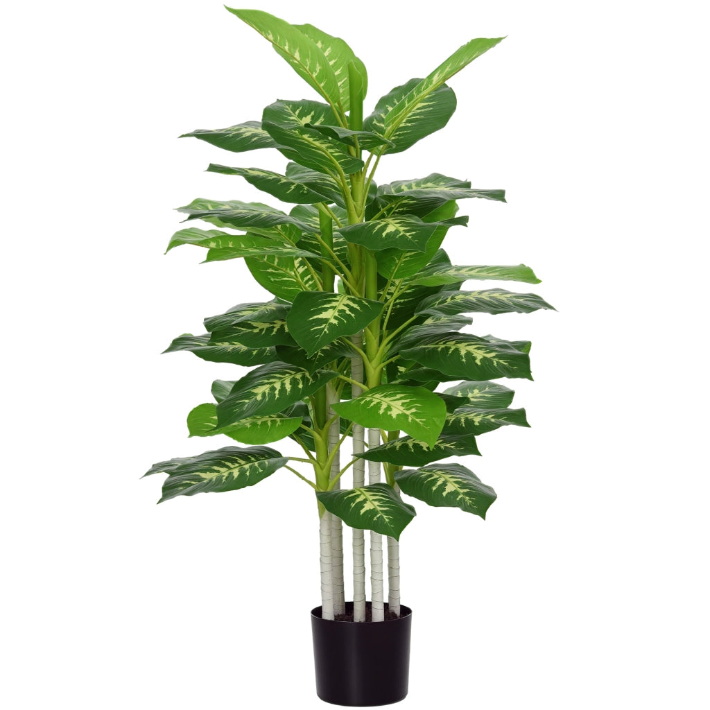 Pianta Artificiale Decorativa Alta 120 cm con Vaso Nero per Interni ed Esterni