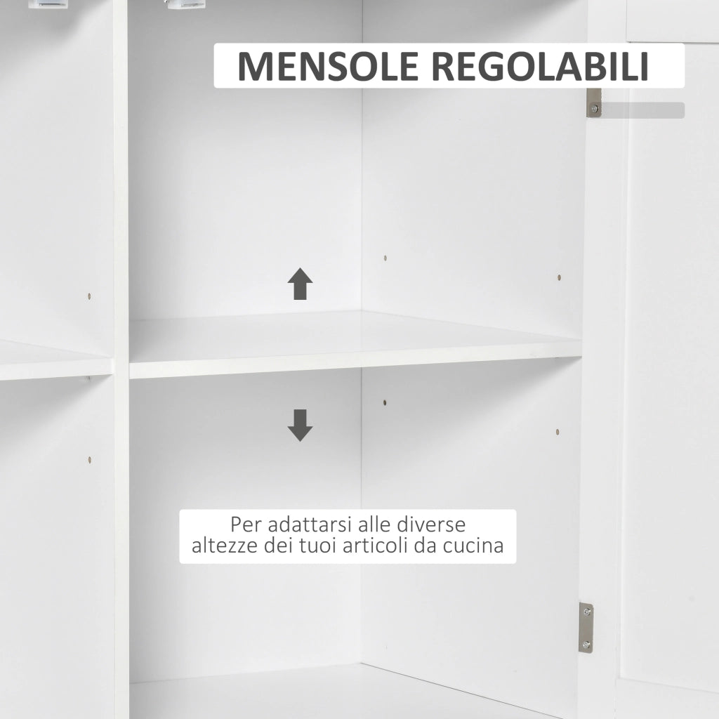 EasyComfort Carrello da Cucina Multiuso in Legno con 2 Cassetti, 104x46x91cm - Bianco