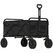 Carrello da Giardino o Campeggio Pieghevole Capacità 90L con Manico Regolabile e Portabicchieri in Metallo e Tessuto