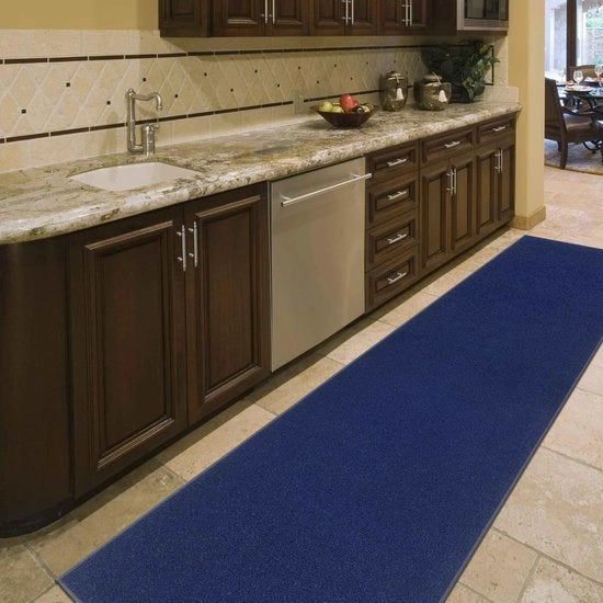 Scarpa per tappeto con fondo in gomma e design a righe, 80 cm x 300 cm, blu marino