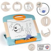 Smoby - Lavagnetta portatile - 3 usi diversi - Incluso: 1 pennarello cancellabile, 4 pagine da colorare e 1 panno - Prodotto in Francia