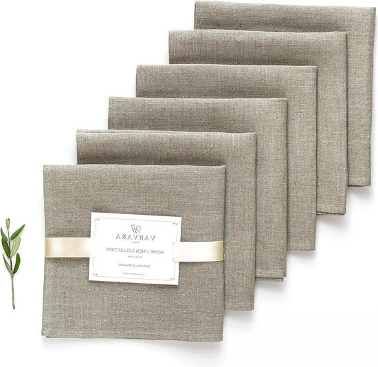 Serviette in lino naturale marrone - serviette in lino - stile rustico 6-pack 45x45 cm