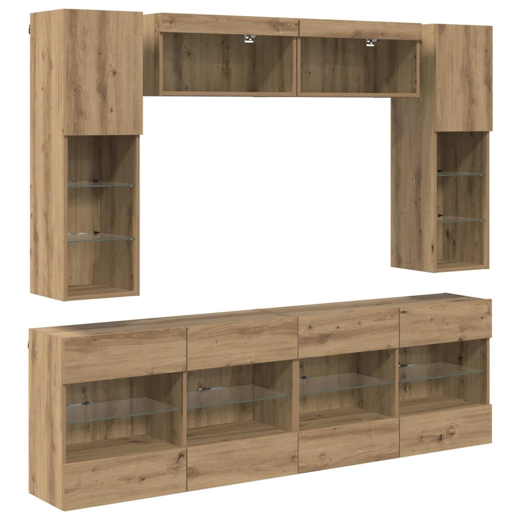 Set di Mobiletto da TV a Parete 6 pcs Rovere Artigianale