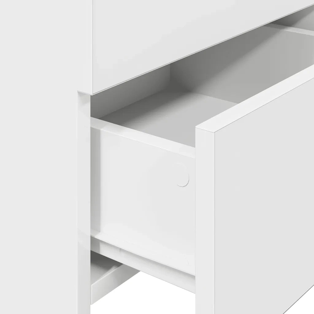 Comodini 2 pz con 2 Cassetti-Set di 2 Tavolino da notte bianchi 40x36,5x62 cm