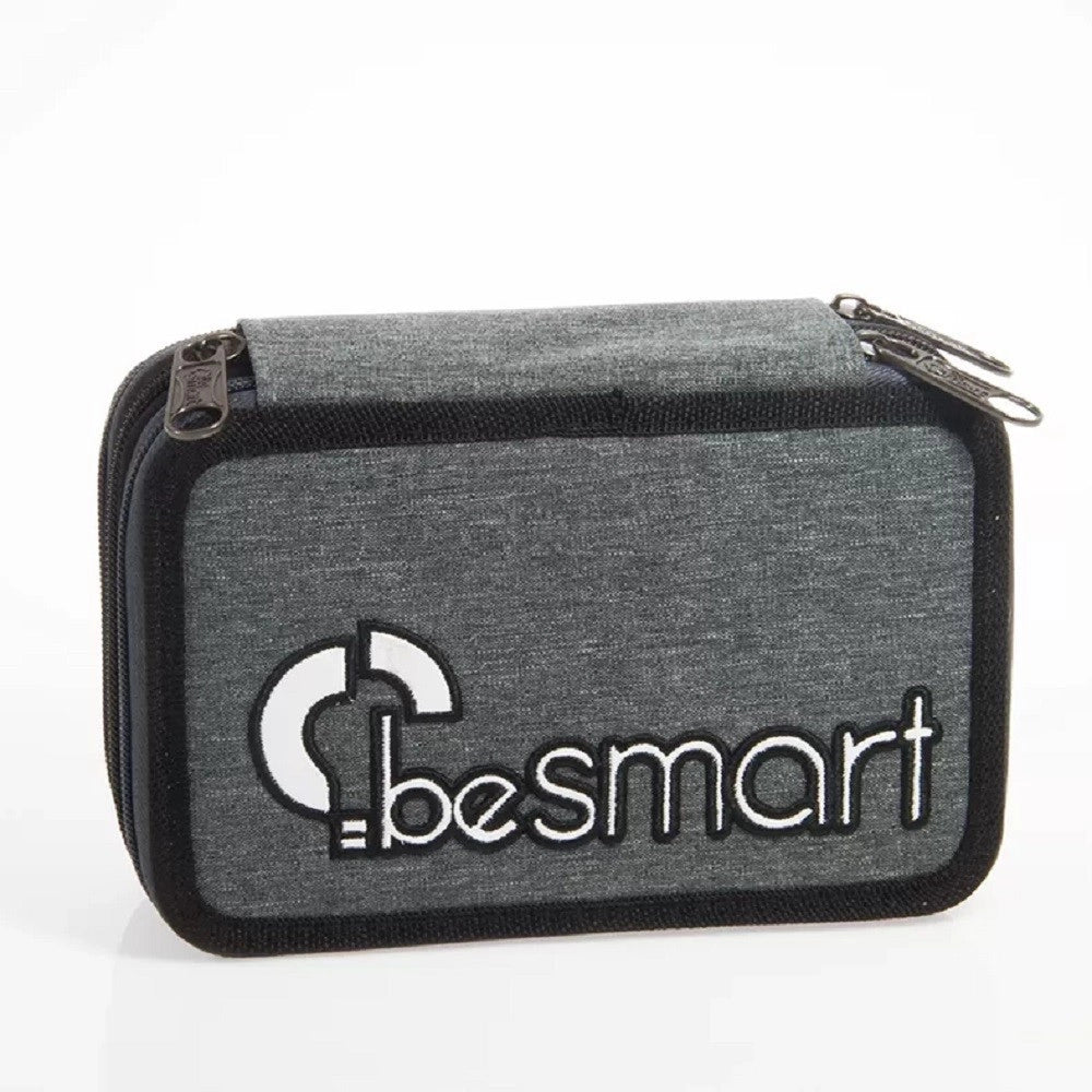 Trade Shop - Astuccio Portapastelli Triplo York Grigio Be Smart Portapenne Accessori Scuola -