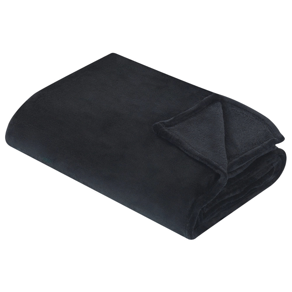 Coperta plaid in poliestere nero 150 x 200 cm morbido durevole letto divano soggiorno stile classico