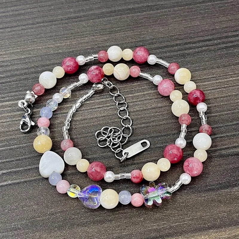 Collana di perle di cristallo colorate: regalo fatto a mano per donna