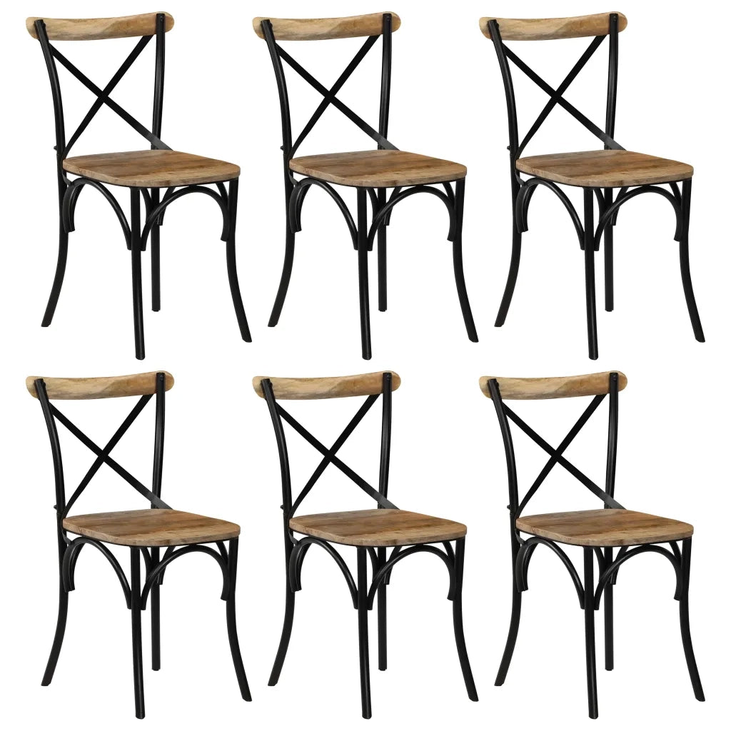Sedie a Croce 6 pz Nere in Legno Massello di Mango cod mxl 7003