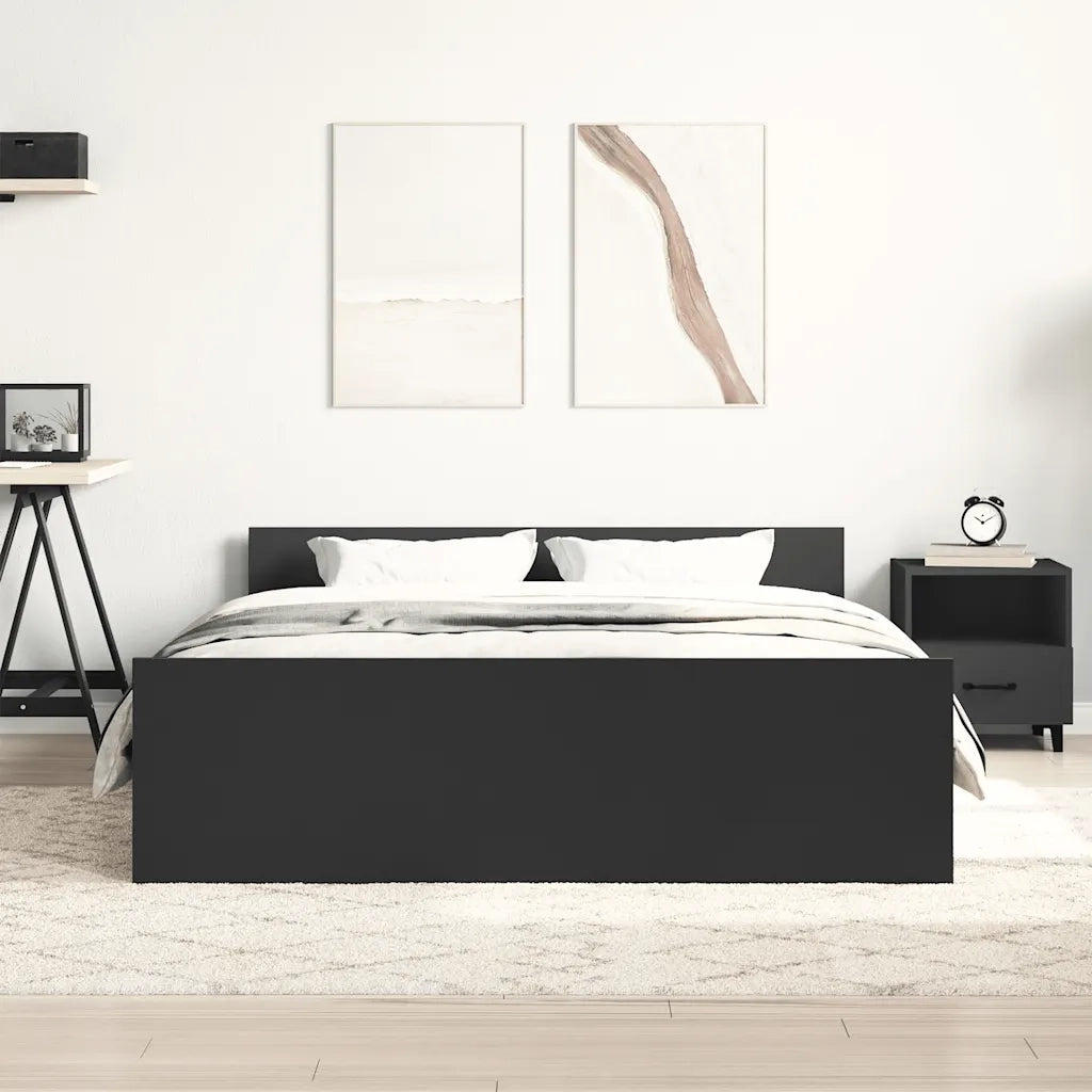 Giroletto con Testiera e Pediera Nero 140x200 cm 3203748