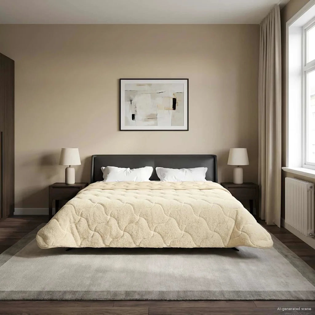Duvet Estivo Crema 220 x 240 cm Microfibra e Fleece Teddy 42026226