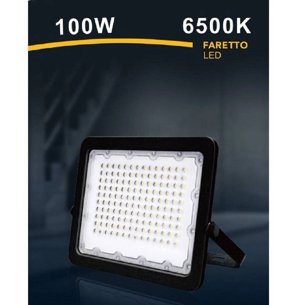 Trade Shop - Faro Led 100w Faretto Ultra Slim Esterno Nero Ip65 Luce 6500k 4000k 3000k Fs100w-n -