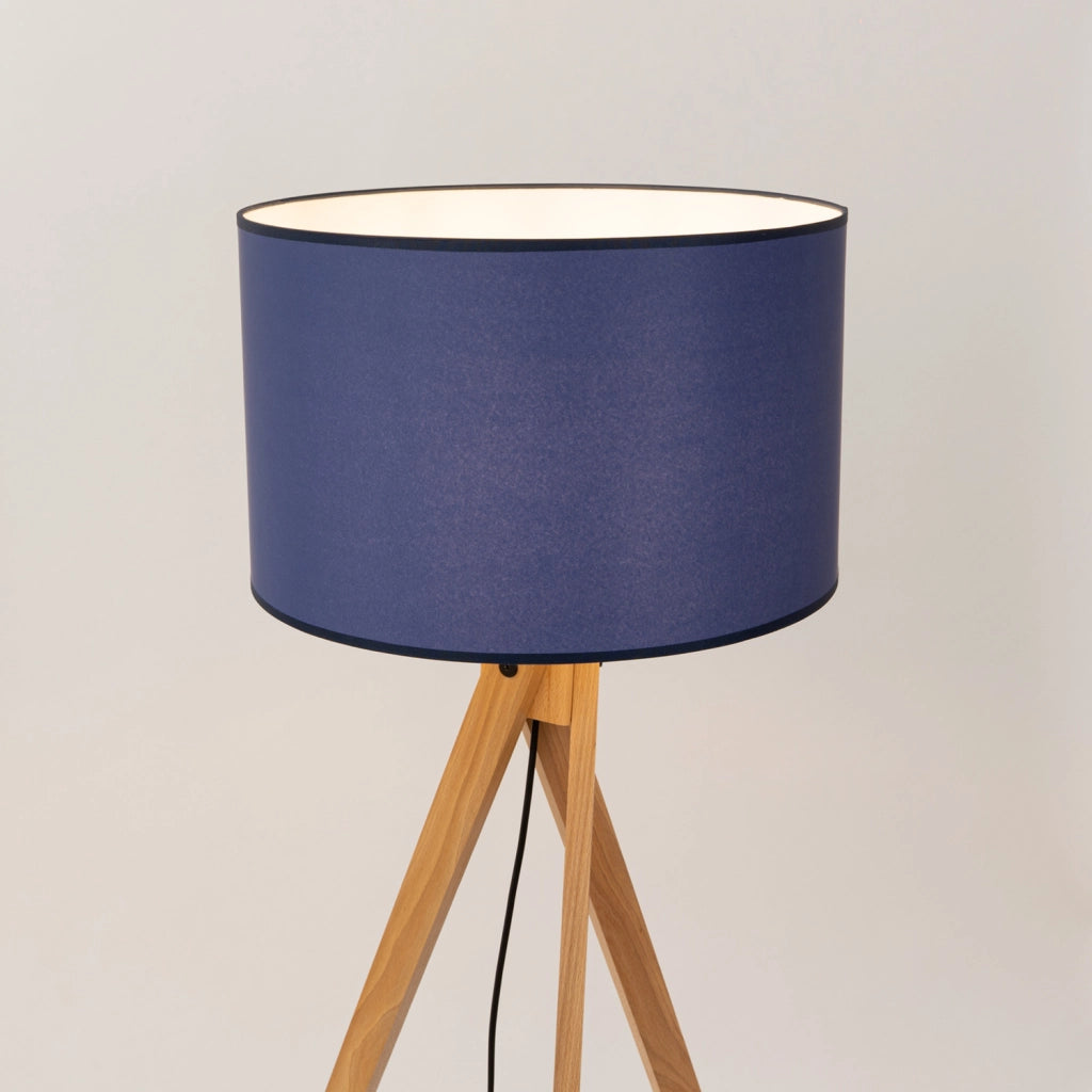 Lampada da terra treppiede legno blu paralume E27 SKUMRA