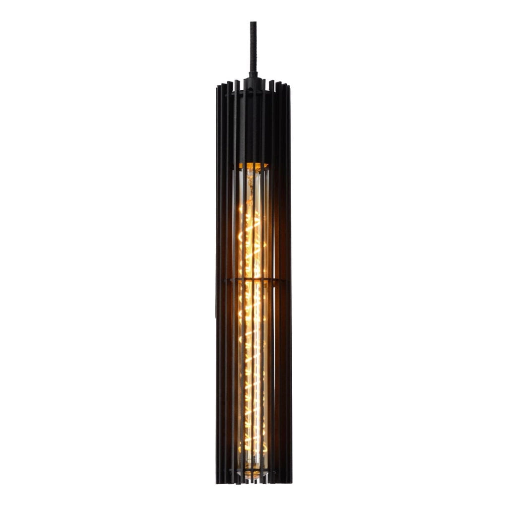 Lampadario Lucide Lionel 5 luci E27 nero dimmerabile