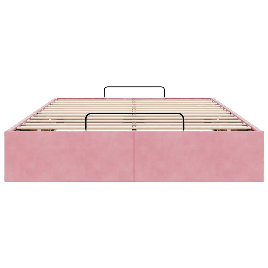 Struttura Letto Pouf Senza Materasso Rosa 120x190 cm Velluto