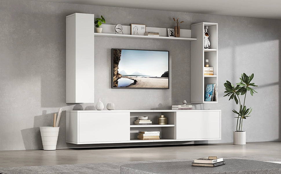 Cassettiera TV bianca in truciolato lunghezza 180 cm